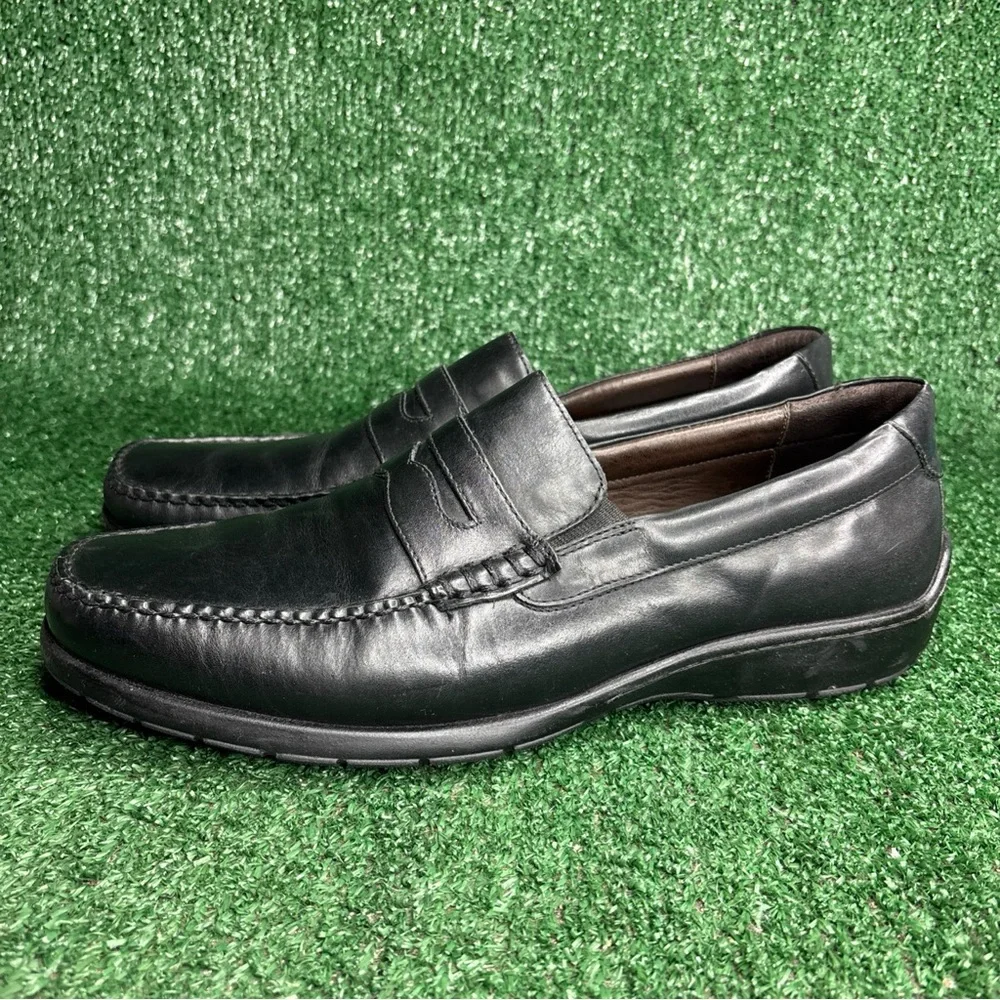 Johnston & Murphy Mens Slip On Black Driving Shoes Loafers Sheep Leather Size 13